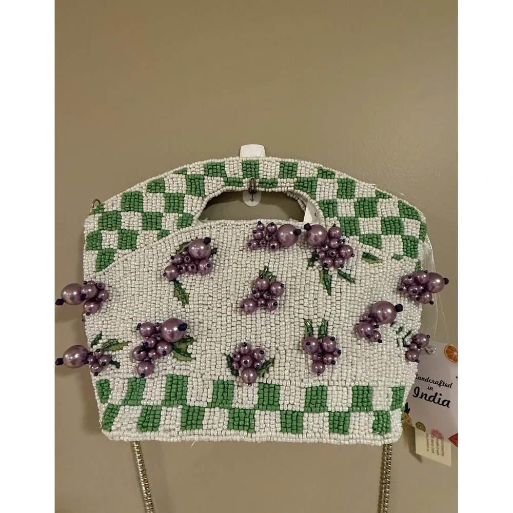 Viral New Release Blueberry Beaded Checkered‎ Clutch Crossbody Bag India